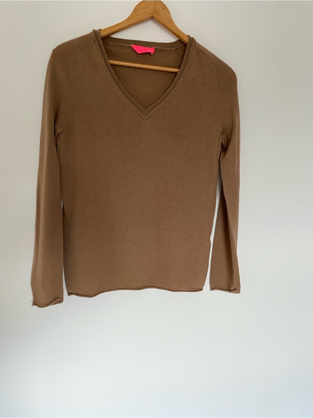 Wool & Cashmere Brown V-Neck Sweater Long Sleeve Knit